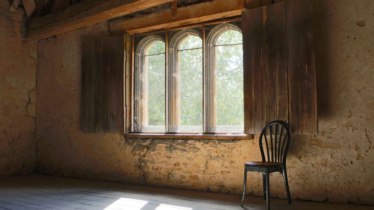 Interior of the 16th century stables at Willington Dovecote and Stables, Bedfordshire